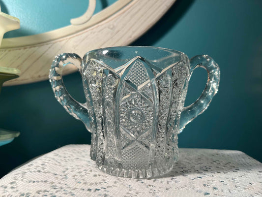 EAPG Imperial Bellaire Cut Crystal Octagon Sugar Bowl | Double Handle | c.1909