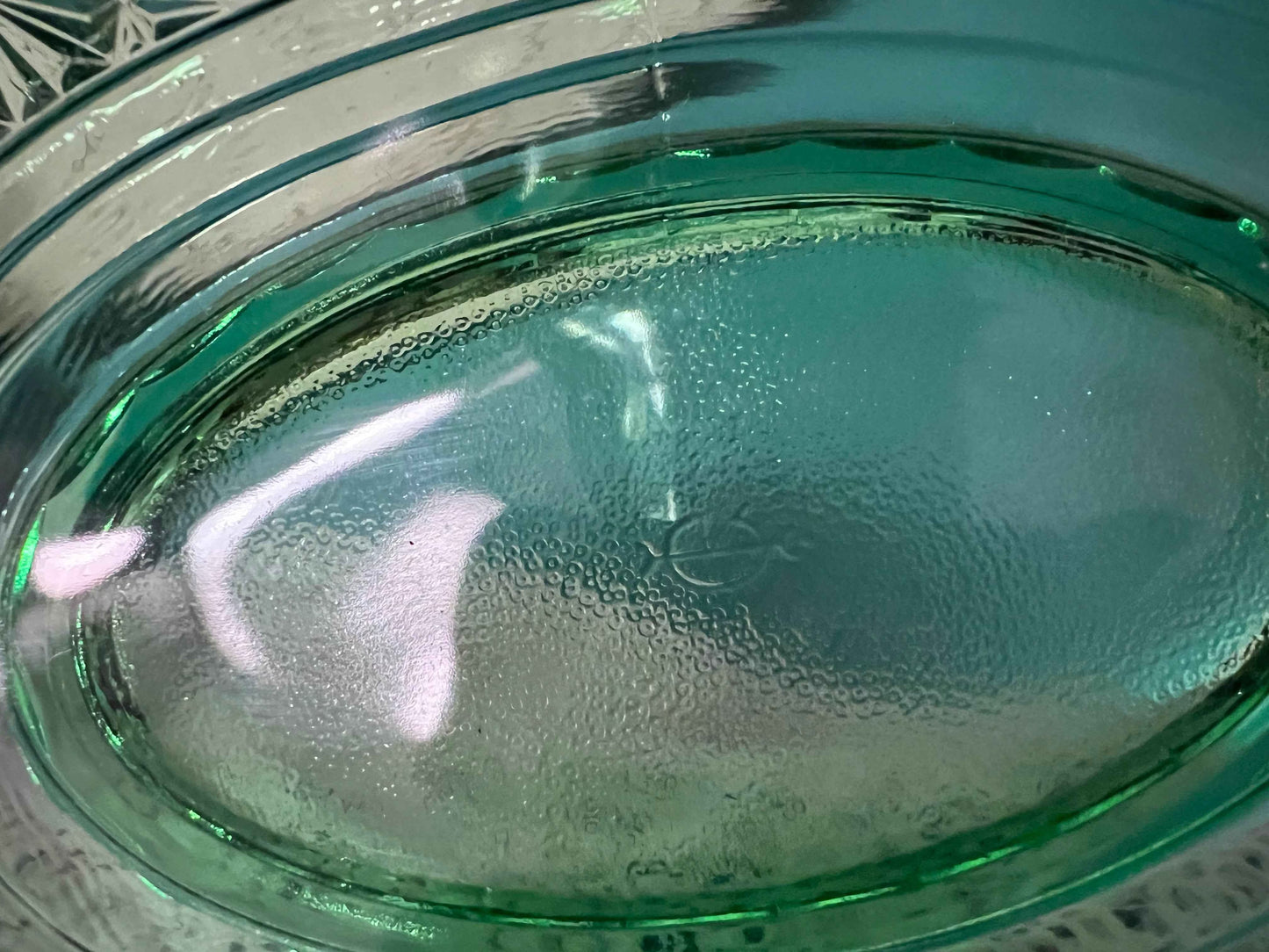 Imperial Glass Daisy Button Green Basket | 6.25" Vintage Cut Glass | Vintage Glassware