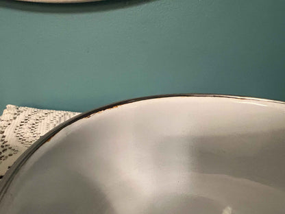 Vintage Imperial Garden Enamel Nesting Bowls | Cottagecore Farmhouse Kitchenware