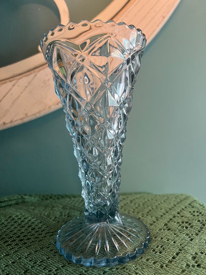 6-inch vintage blue Imperial Glass vase collectible