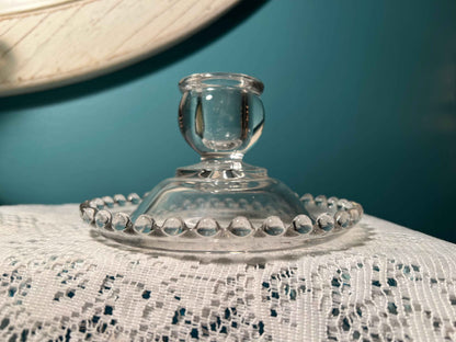 Imperial Glass Candlewick Clear Flat Candleholder | Stem 3400 | Beaded Edge