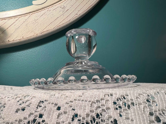 Imperial Glass Candlewick Clear Flat Candleholder | Stem 3400 | Beaded Edge
