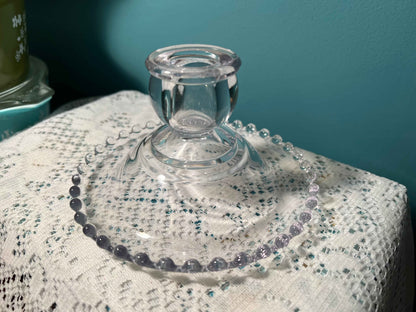 Imperial Glass Candlewick Clear Flat Candleholder | Stem 3400 | Beaded Edge