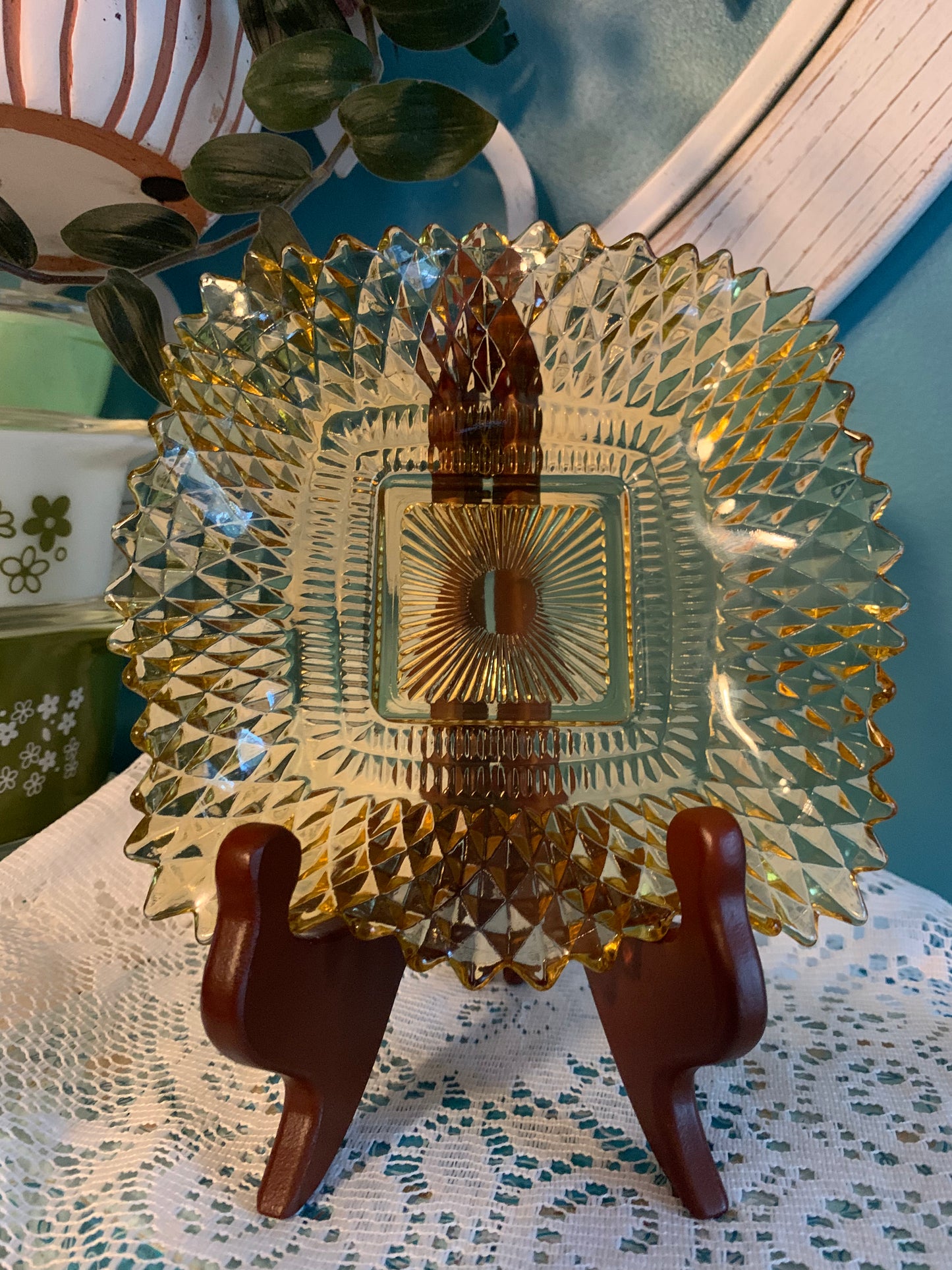 Vintage Amber Trinket Dish