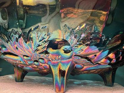 Vintage Indiana Glass Blue Carnival Glass Fruit Bowl | Collectible Tableware