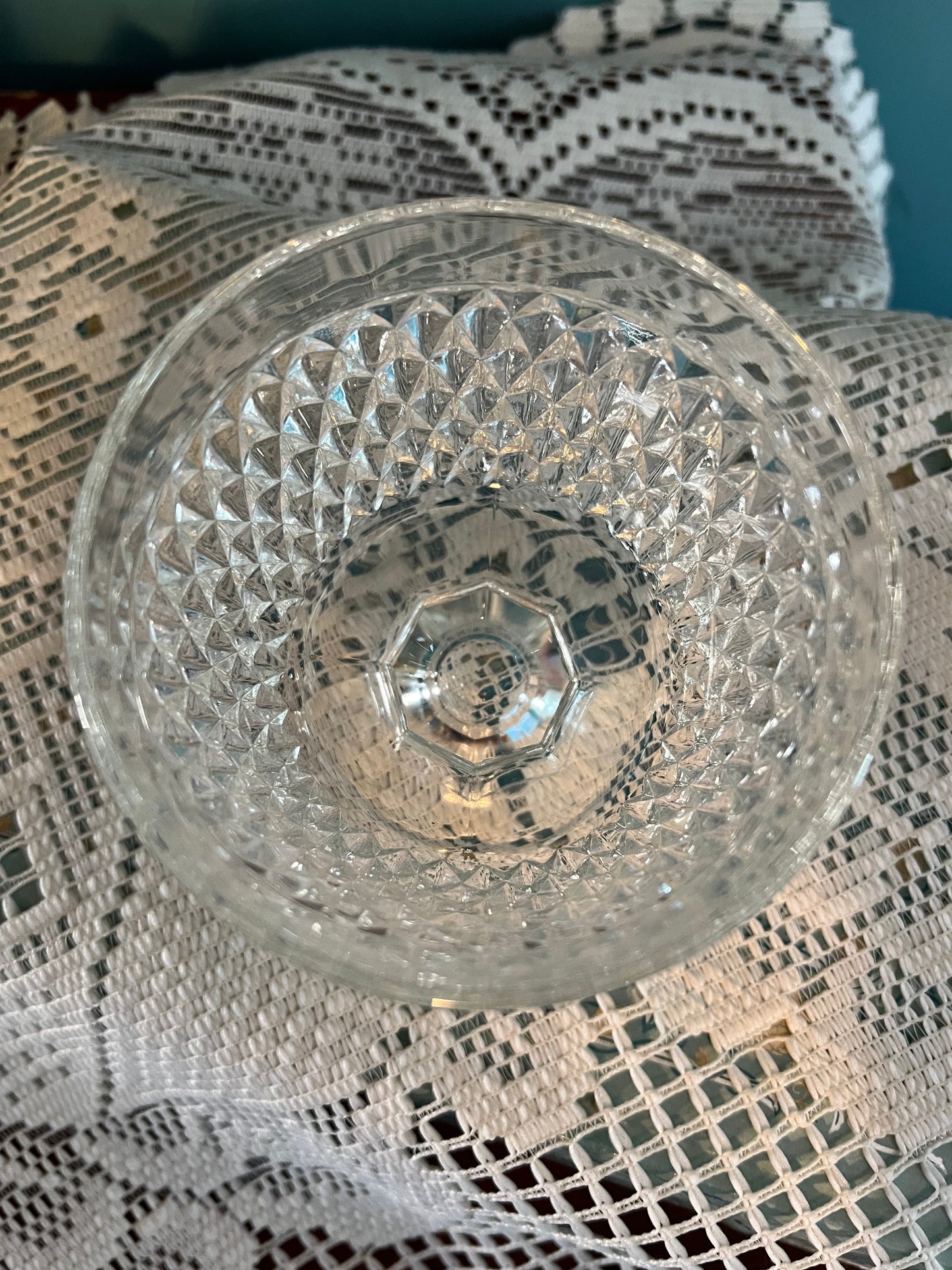 Vintage mid-century modern pressed glass stand Indiana Glass