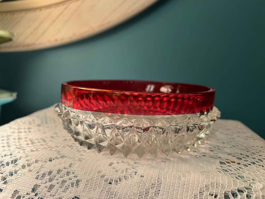 Vintage Indiana Glass Ruby Red Diamond Point Bowl | 5" | Collectible Glassware