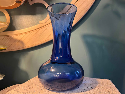 Vintage Indiana Glass Illusions Vase | Hand Blown Cobalt Blue Art Glass