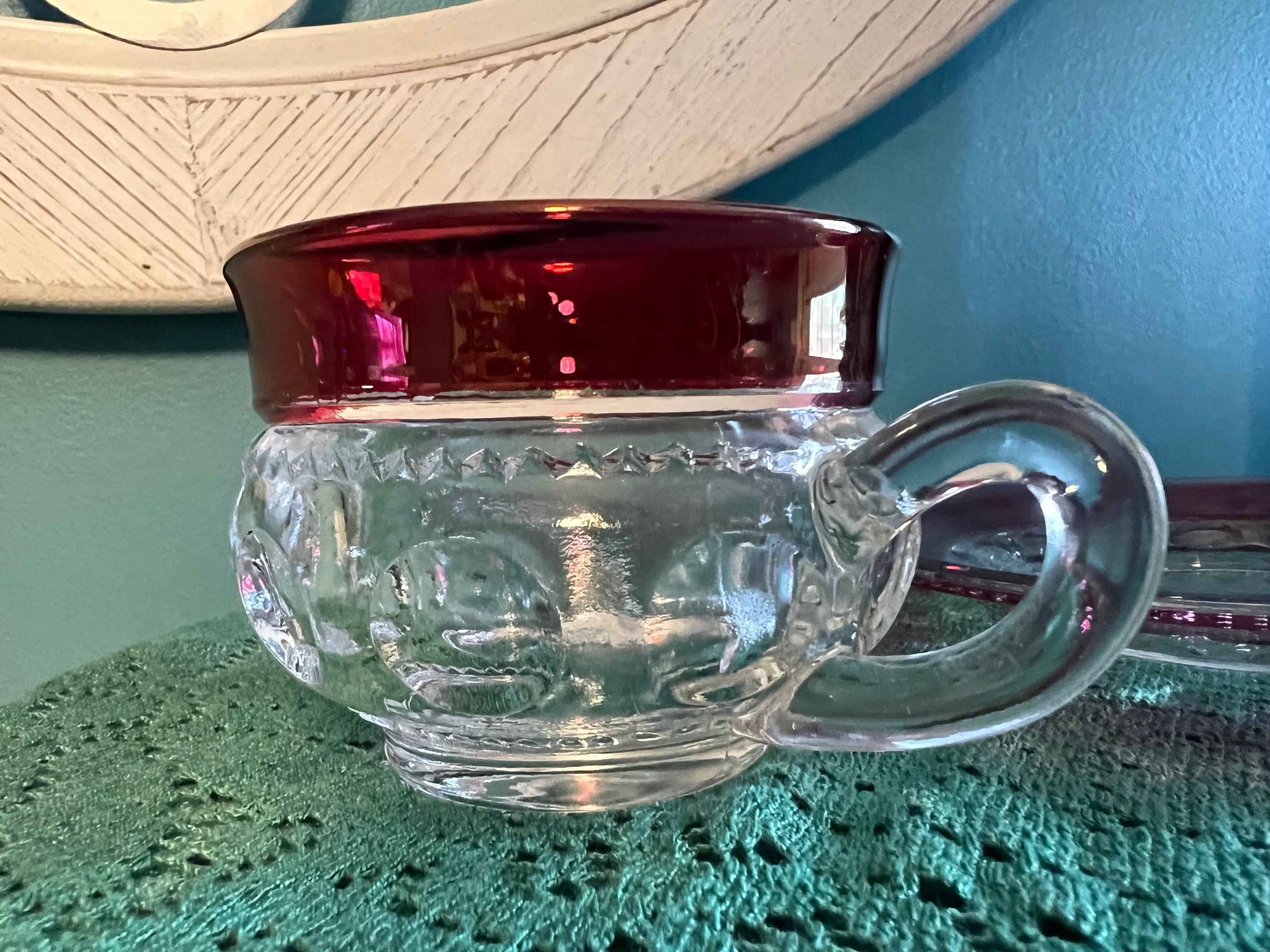 Indiana Glass King’s Crown Thumbprint Punch Cup and Saucer Set | Vintage Pressed Glass