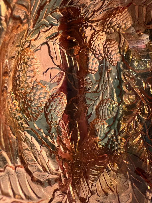 Rare Indiana Glass mid-century Carnival Glass amber/gold berry bowl