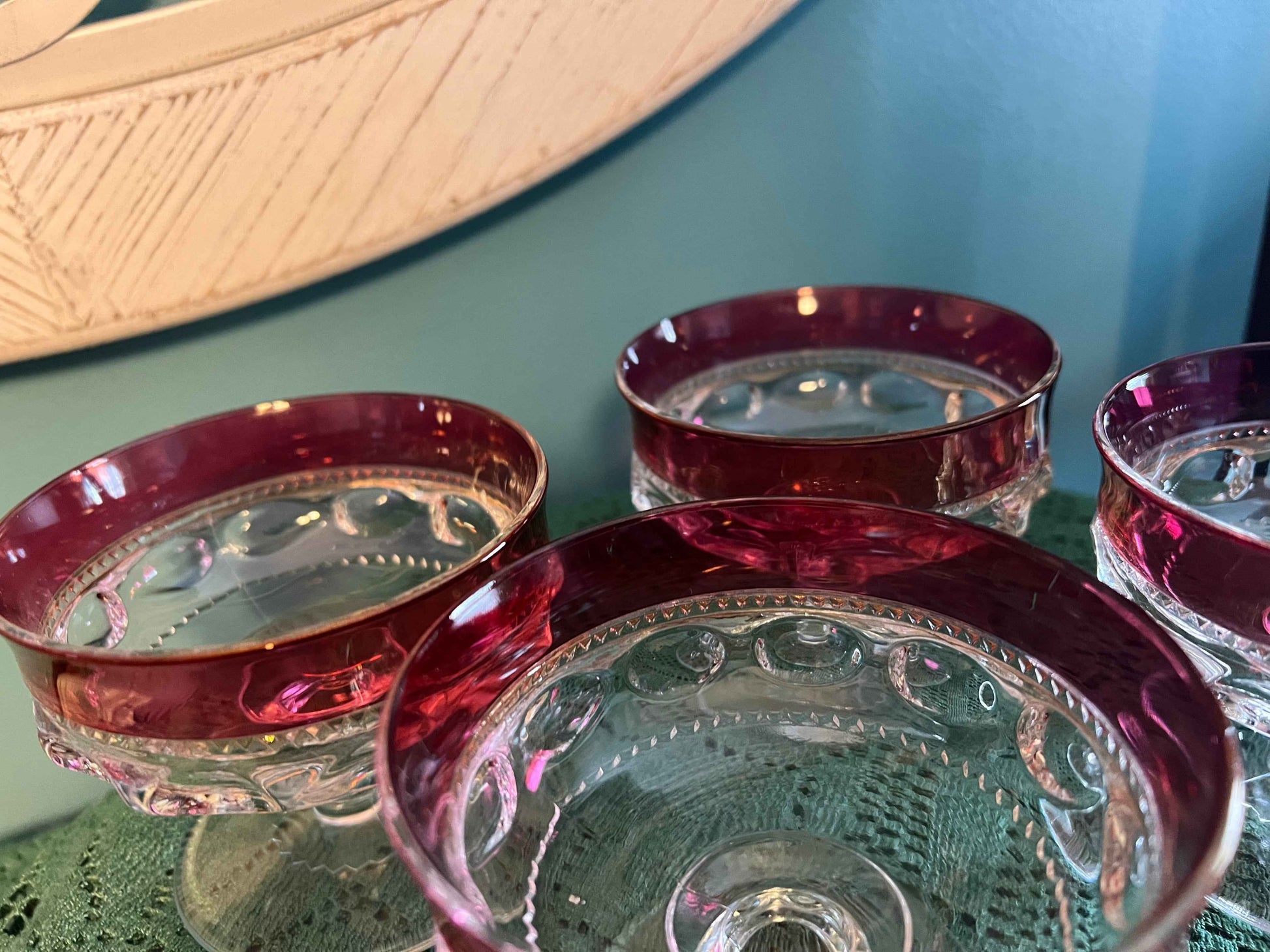 Indiana Glass King’s Crown Thumbprint Sherbet Dishes - Set of 4 | Vintage Dessert Coupes