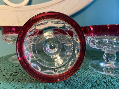 Indiana Glass King’s Crown Thumbprint Sherbet Dishes - Set of 4 | Vintage Dessert Coupes