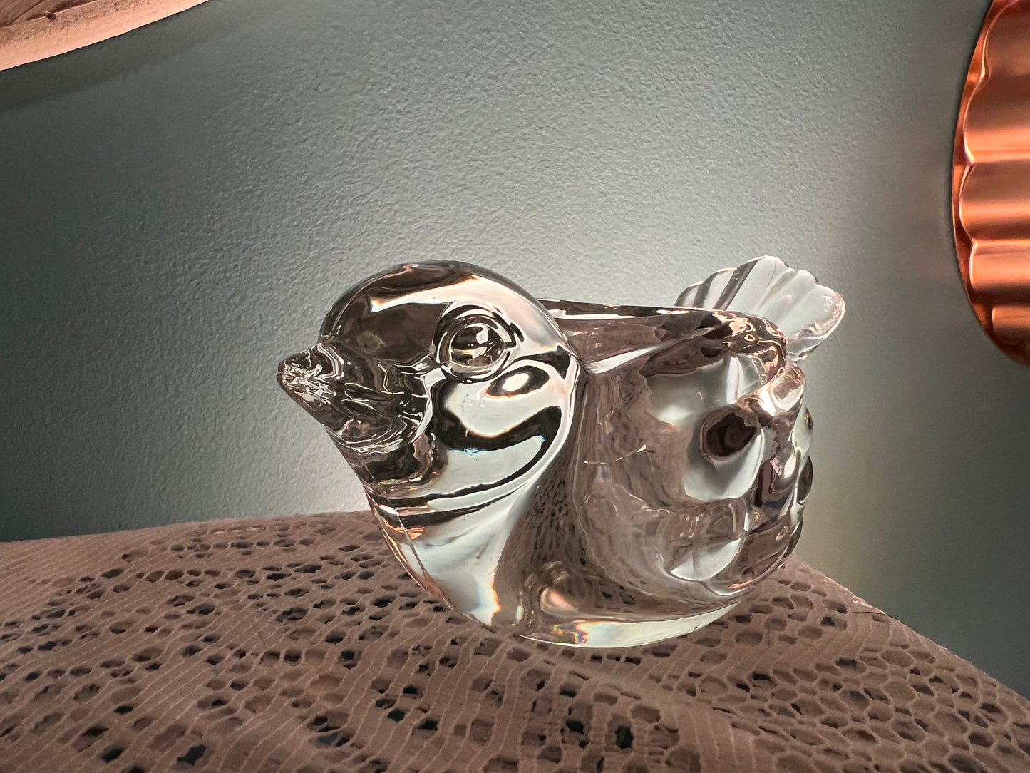 Vintage Indiana Glass Candle Lane Critters bird tea light holder