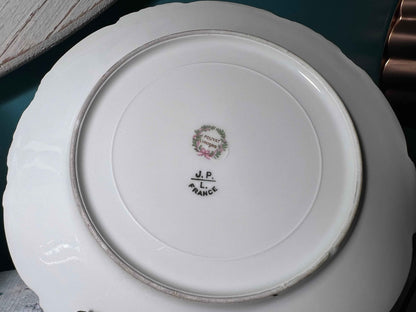 J Pouya Limoges Porcelain Plate | Pink Poppies | French Collectible