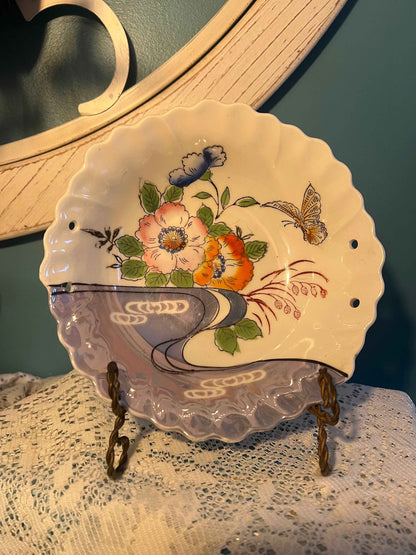 Vintage Lusterware Bowl | Made in Japan | Orange & Blue Lustre Display Dish