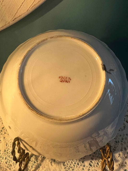 Vintage Lusterware Bowl | Made in Japan | Orange & Blue Lustre Display Dish