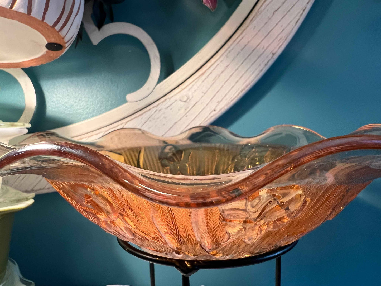 Jeannette Glass Iris & Herringbone Marigold Carnival Glass Bowl | 9.5" | Vintage Collectible