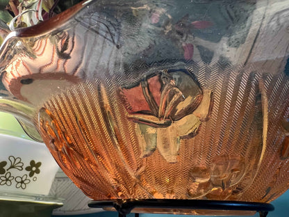 Jeannette Glass Iris & Herringbone Marigold Carnival Glass Bowl | 9.5" | Vintage Collectible