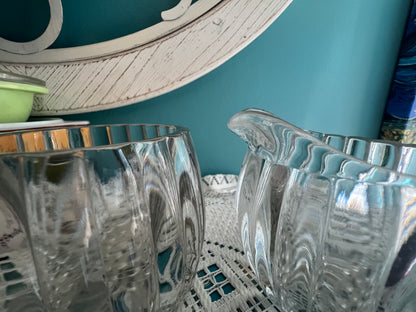 Mid-century milk glass sugar and creamer collectible
