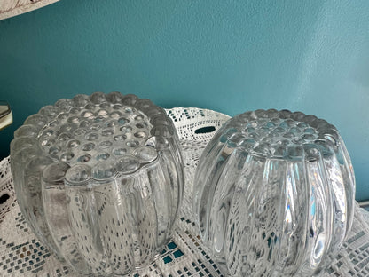 Jeannette Glass milk glass ribbed hobnail sugar bowl & creamer
