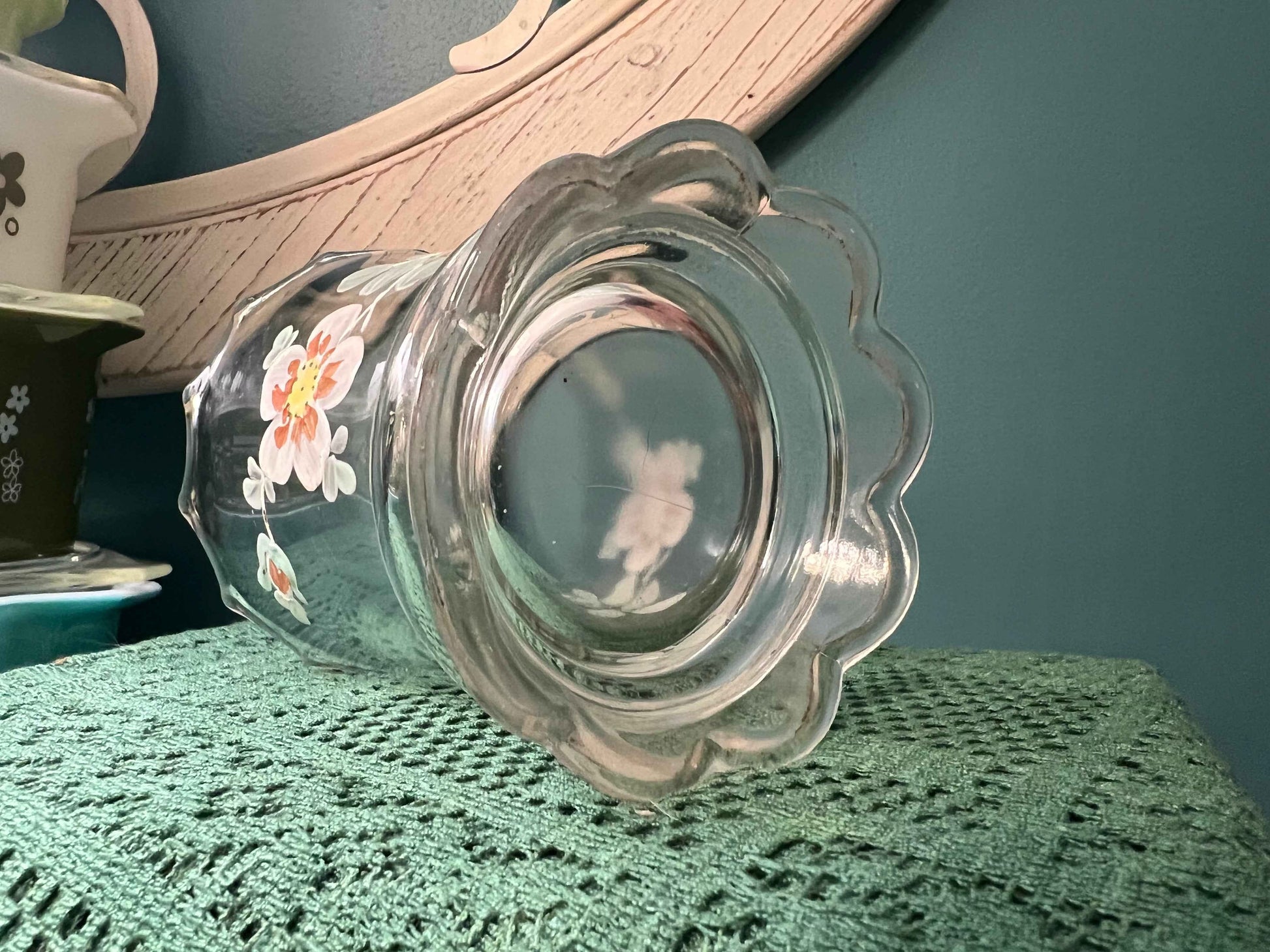 Antique Jefferson Glass Vogue Spooner | EAPG c.1904 | Hand-Painted Dogwood Flowers
