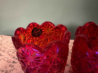 LE Smith Amberina Daisy & Button Amberina Toothpick Holder - 1 Piece | Vintage Cadmium | GLOWS