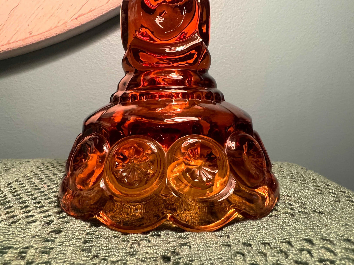 Vintage Amber Glass L.E. Smith Moon and Star Candle Holder | 6" | Collectible Glassware
