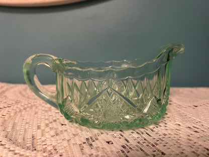 Vintage LE Smith Uranium Glass Hobstar Creamer | Collectible Glassware
