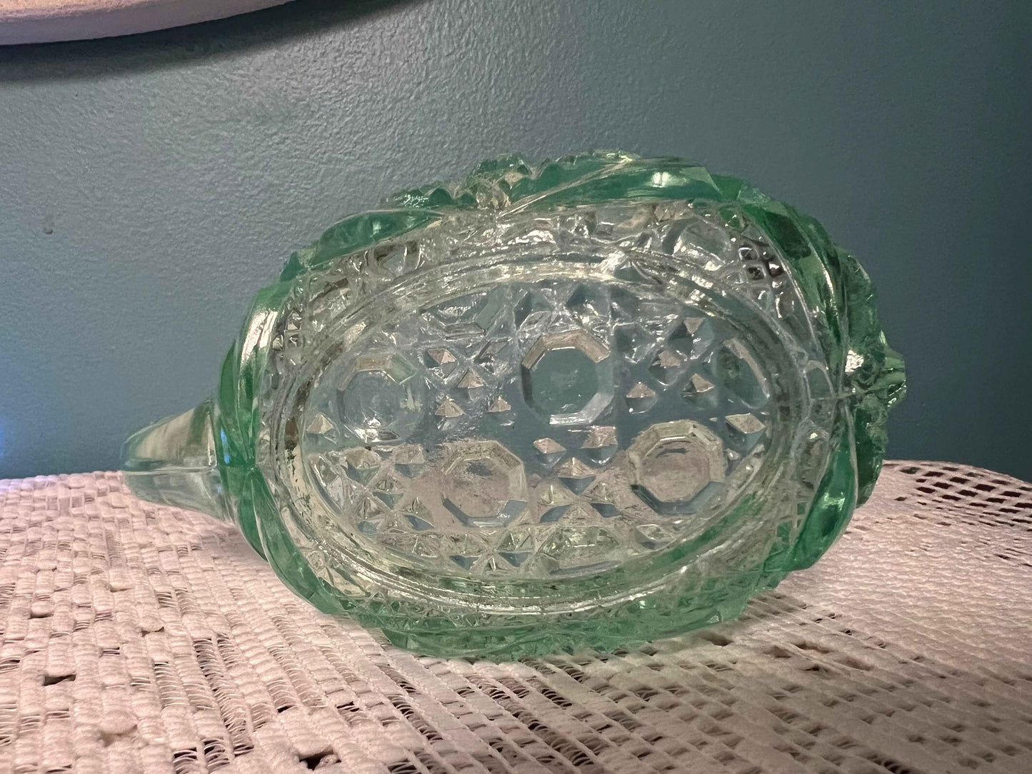 Vintage LE Smith Uranium Glass Hobstar Creamer | Collectible Glassware