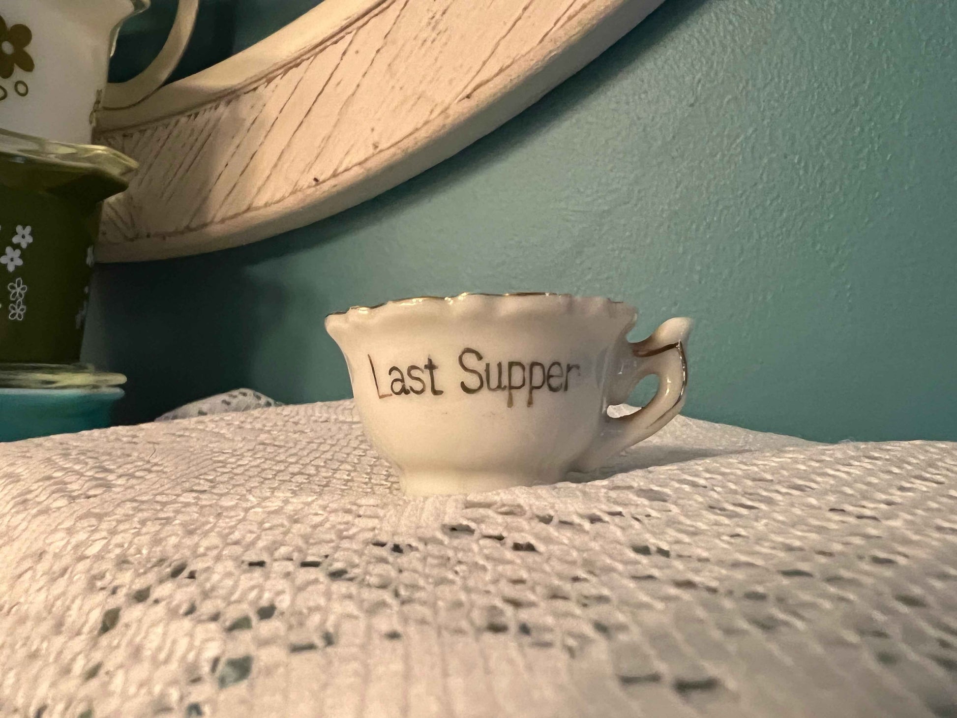 Vintage Porcelain Miniature Tea Cup – The Last Supper | 1" Collectible