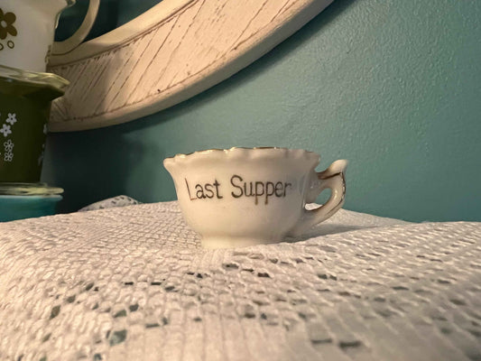 Vintage Porcelain Miniature Tea Cup – The Last Supper | 1" Collectible