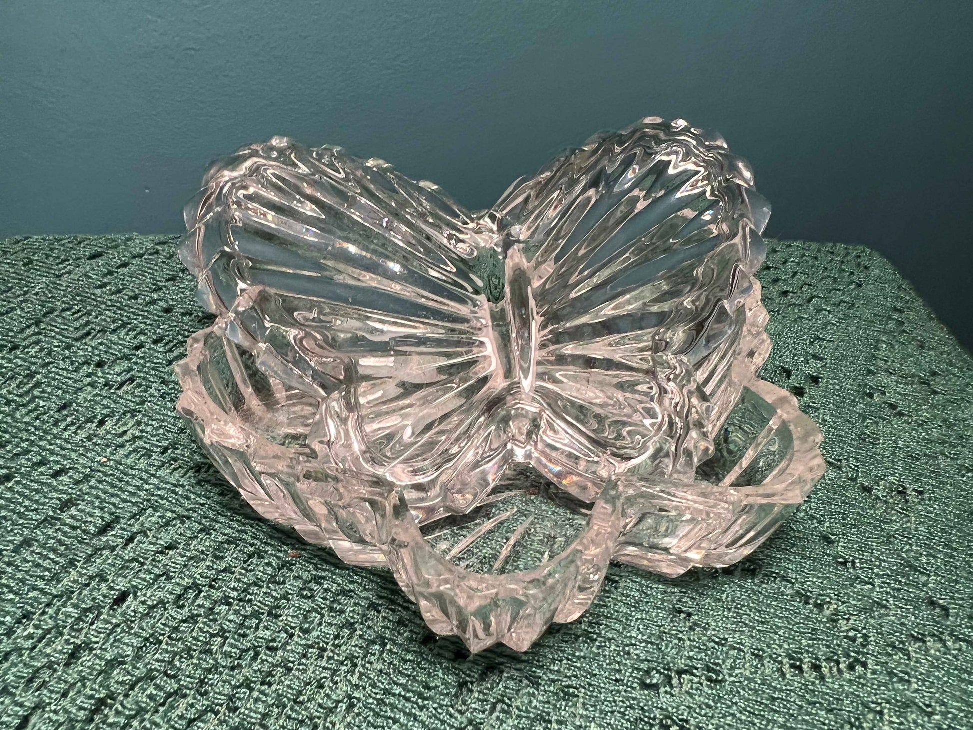 Vintage Lead Crystal Butterfly Trinket Dish | Collectible Vintage Glassware