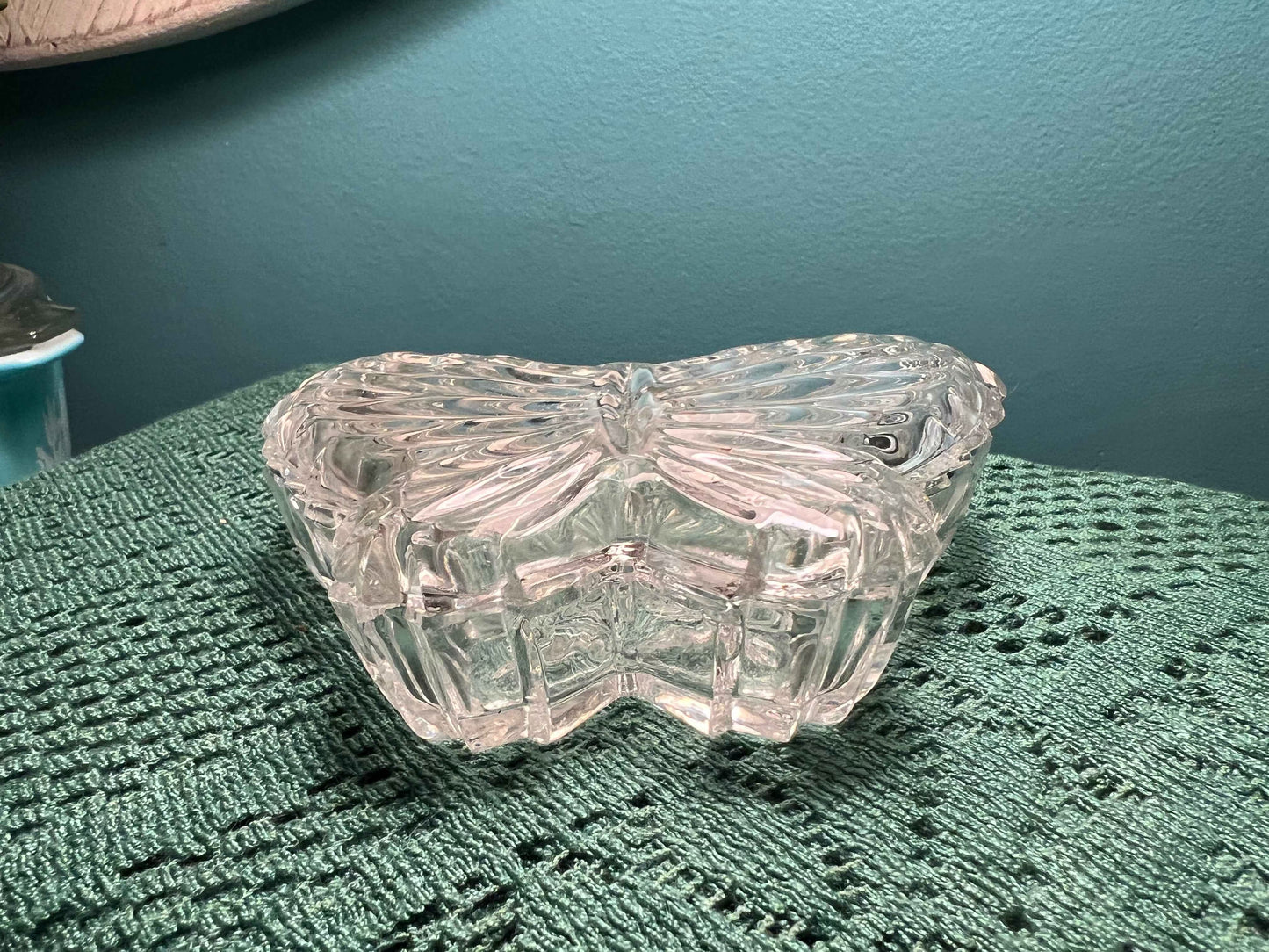 Vintage Lead Crystal Butterfly Trinket Dish | Collectible Vintage Glassware