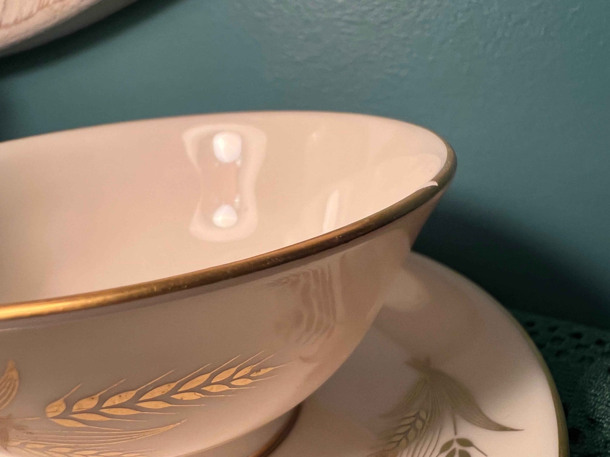 Lenox Harvest (R-441) Footed Tea Cup & Saucer - Set of 2 | Collectible Fine China | Vintage Tableware