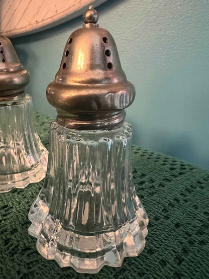 Leonard Glass Salt & Pepper Shakers - 3.5" | Mid-Century Tableware | Vintage Cut Glass