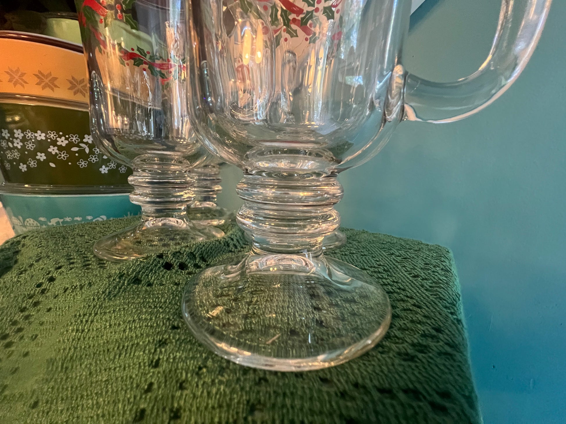 Set of 4 vintage Arby’s Holly Berry mugs for Irish coffee and egg nog