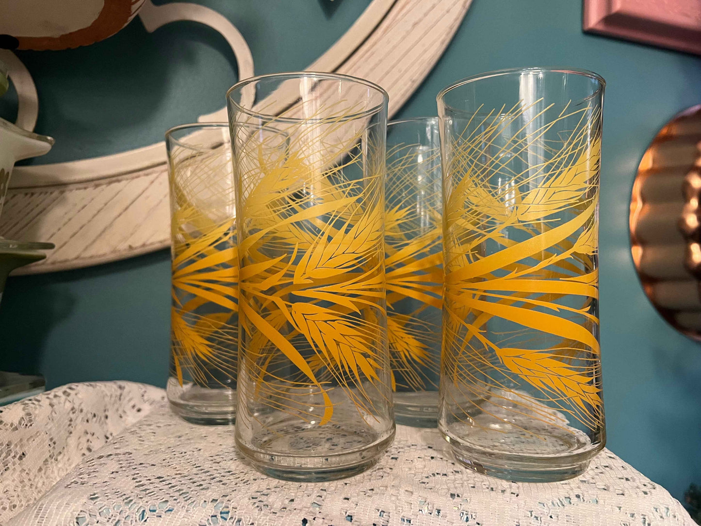 Vintage Libbey Golden Harvest Glasses & Pitcher Set | 10 oz Glasses & 72 oz Pitcher