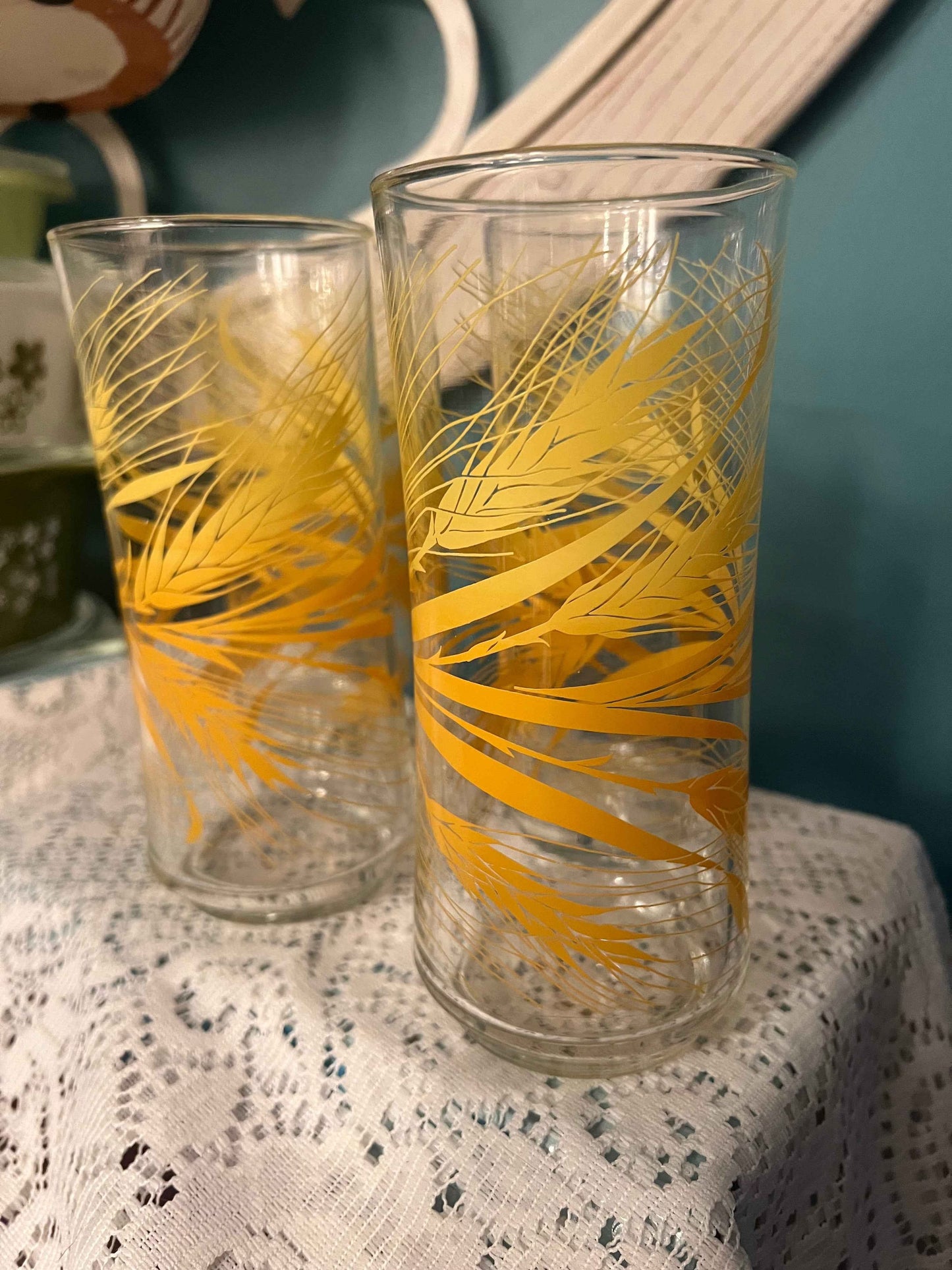 Vintage Libbey Golden Harvest Glasses & Pitcher Set | 10 oz Glasses & 72 oz Pitcher