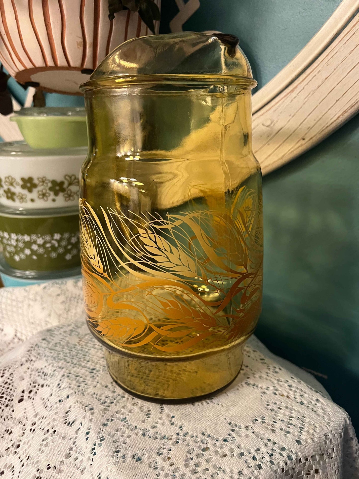 Vintage Libbey Golden Harvest Glasses & Pitcher Set | 10 oz Glasses & 72 oz Pitcher