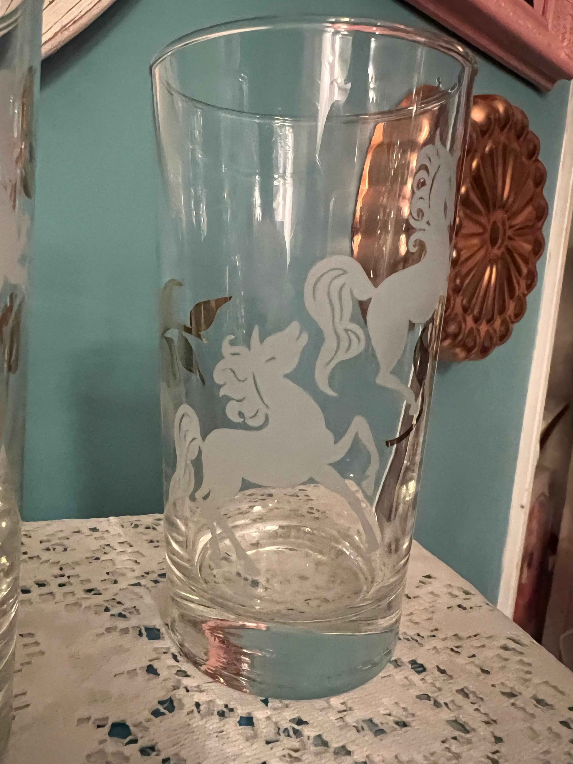 Vintage Libbey Highball Glasses - Prancing Colts | 5" | Vintage Drinking Glasses