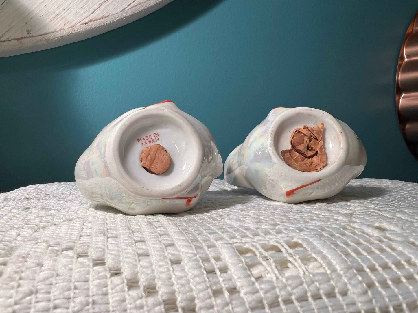 Vintage Japanese Lusterware Duck Salt & Pepper Shakers | Iridescent Glaze | Vintage Kitchenware