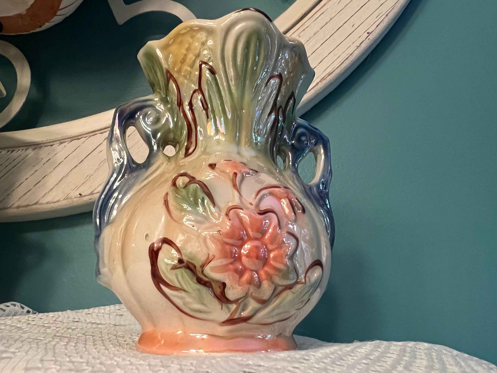 Vintage Lusterware Floral Vase – Made in Brazil | 6" Tall