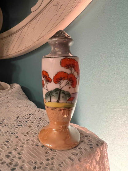 Vintage Lusterware Salt Shaker with Landscape Design | Collectible Tableware