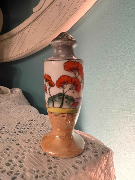 Vintage Lusterware Salt Shaker with Landscape Design | Collectible Tableware