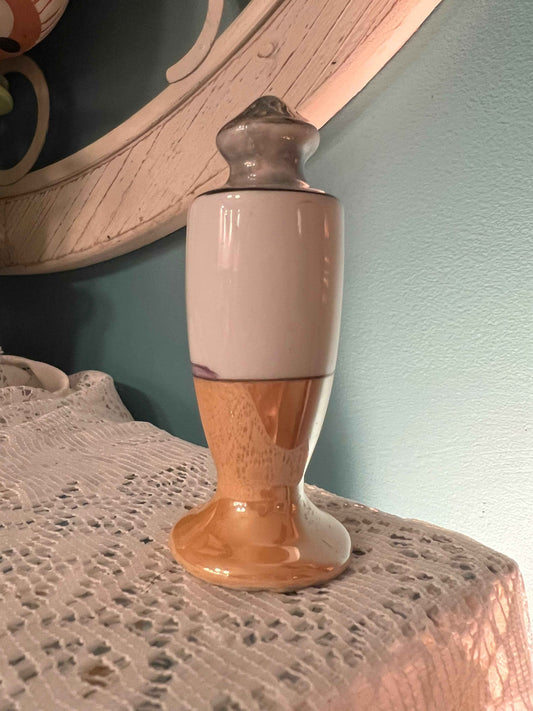 Vintage Lusterware Salt Shaker with Landscape Design | Collectible Tableware