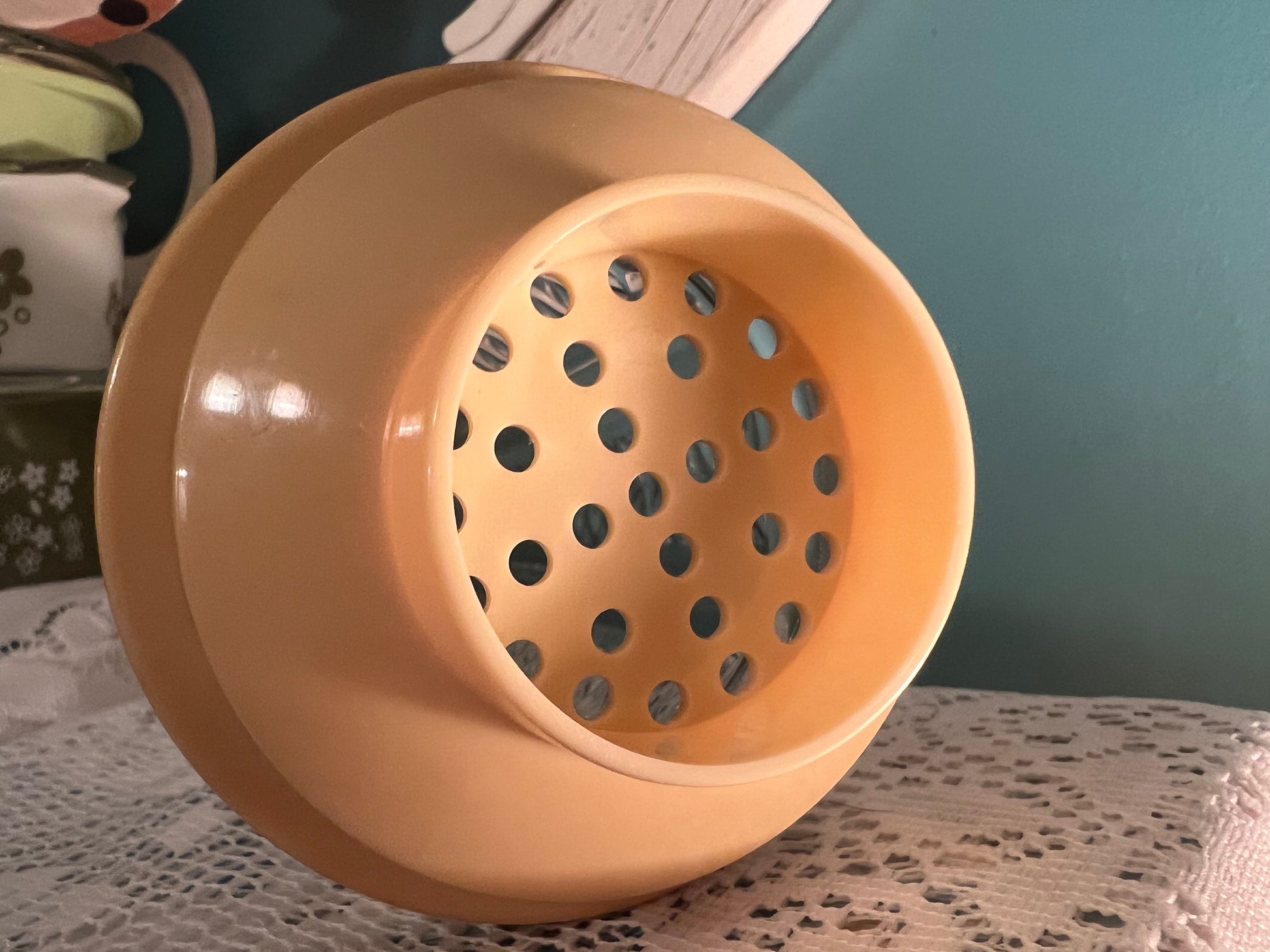 Art Deco diamond-patterned glass cocktail shaker from the 1930s