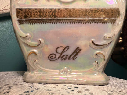 Vintage MEPOCO Opal Lusterware Salt Cellar with Lid – Made in Germany, Mid-Century Collectible