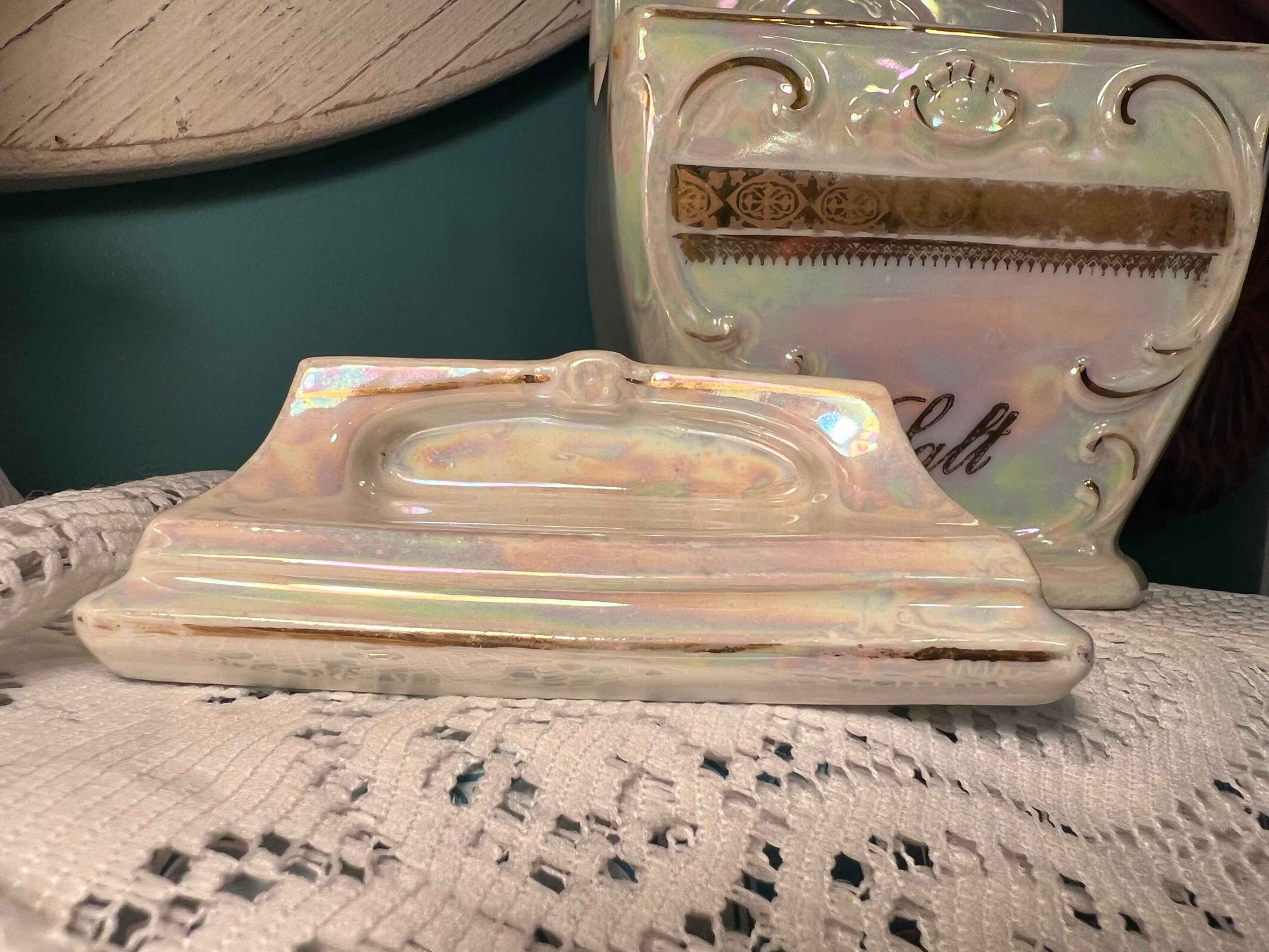 Vintage MEPOCO Opal Lusterware Salt Cellar with Lid – Made in Germany, Mid-Century Collectible