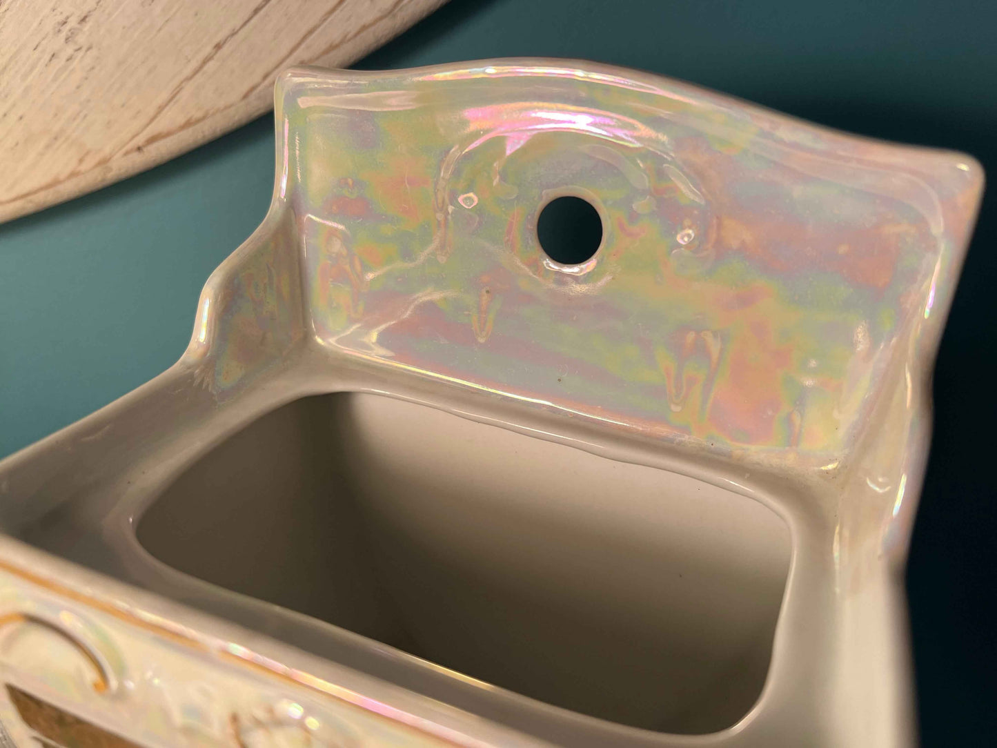 Vintage MEPOCO Opal Lusterware Salt Cellar with Lid – Made in Germany, Mid-Century Collectible