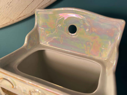 Vintage MEPOCO Opal Lusterware Salt Cellar with Lid – Made in Germany, Mid-Century Collectible